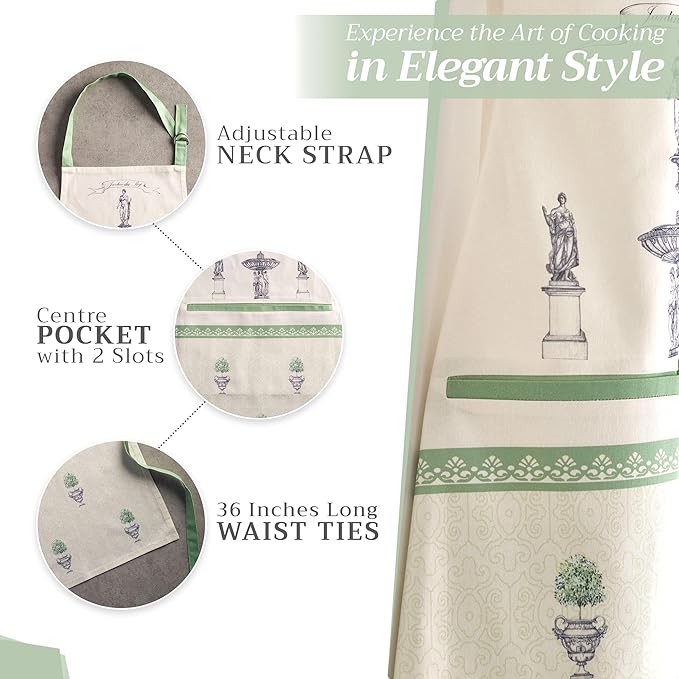Maison d' Hermine 100% Cotton Apron for women with Pocket Kitchen Chef Apron for Men Cooking Mothers Day Gifts