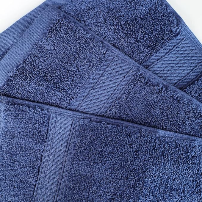 SUPERIOR Egyptian Cotton Pile 3 Piece Towel Set, Includes 1 Bath, 1 Hand, 1 Face Towel/Washcloth, Ultra Soft Luxury Towels, Thick Plush Essentials, Guest Bath, Spa, Hotel Bathroom, Navy Blue