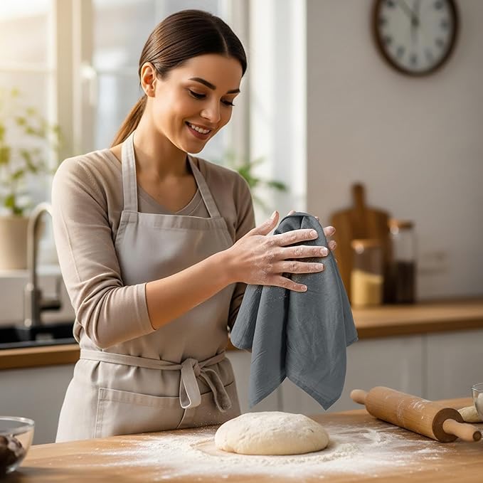 Utopia Kitchen Light Grey Flour Sack Towels [6 Pack - 28 x 28 Inch] 100% Cotton Tea Towels for Cleaning & Drying - Highly Absorbent Kitchen Dish Cloth