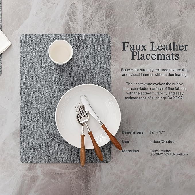 Faux Leather Placemats Set of 4 Vinyl Washable Wipeable Table Mats for Kitchen Dining Table Heat Resistant Waterproof Modern Indoor/Outdoor Placemats Non-Slip Easy Clean Place Mats (Stargaze)