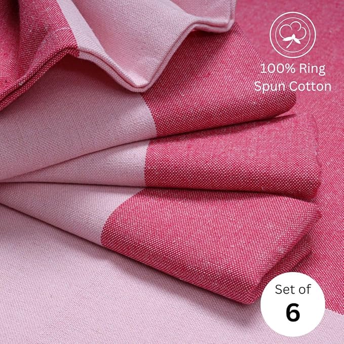 Cloth Dinner Napkins 100% Cotton Set of 6 - Soft Durable Reusable Table Napkins - for Dining Weddings Parties Holidays Easter and Everyday Use - 18x18 Inch Cloth Napkins Pink