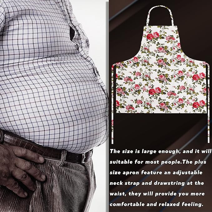 LOLOMLO Oversize Canvas Cotton Apron, Extra Large Aprons with Long Strap, Adjustable Neck Tear Resistant Plus Size aprons