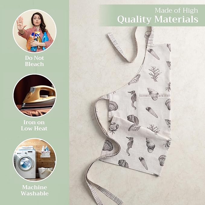 Maison d' Hermine 100% Cotton Apron for women with Pocket Kitchen Chef Apron for Men Cooking Mothers Day Gifts