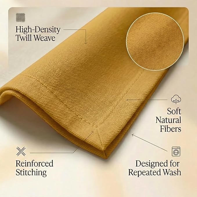 Accent Home 100% Cotton Napkins, Delicate Cloth Napkins for Dinners, Parties and Weddings，18 x 18 Inch Set of 6 - Mustard