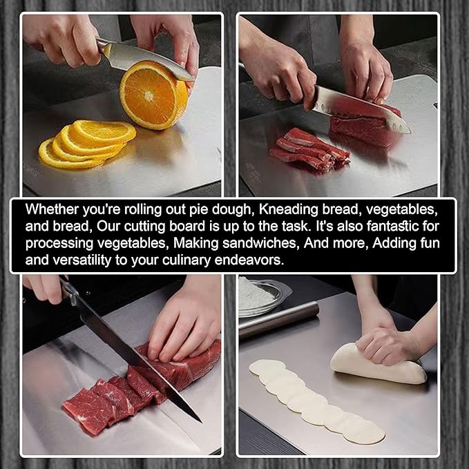 Titanium Cutting Board, 2026 New Upgrade 100% Pure Titanium Cutting Boards for Kitchen, Latest Thickened Version Thickness 0.06IN, Double-Sided Available Belt Guard Angle (14.8IN X 9.8IN)