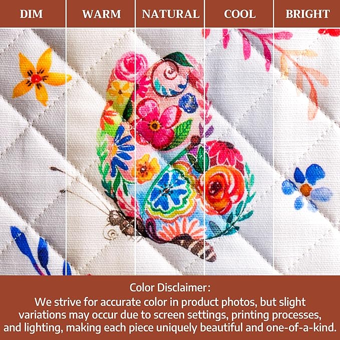 Maison d' Hermine Pot Holders 100% Cotton Heat Resistant Potholders 8" x 8" Hot Pads with Loop Baking Gifts for Mothers Day Handling Hot Pans Spring/Summer(Pack of 2, Happy Florals - High Summer)