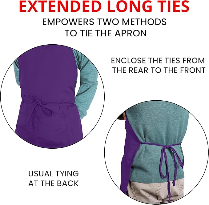 Utopia Kitchen 10 Pack Bib Apron Adjustable with 2 Pockets, Water and Oil Resistant, Cooking Kitchen Chef Apron for Women Men
