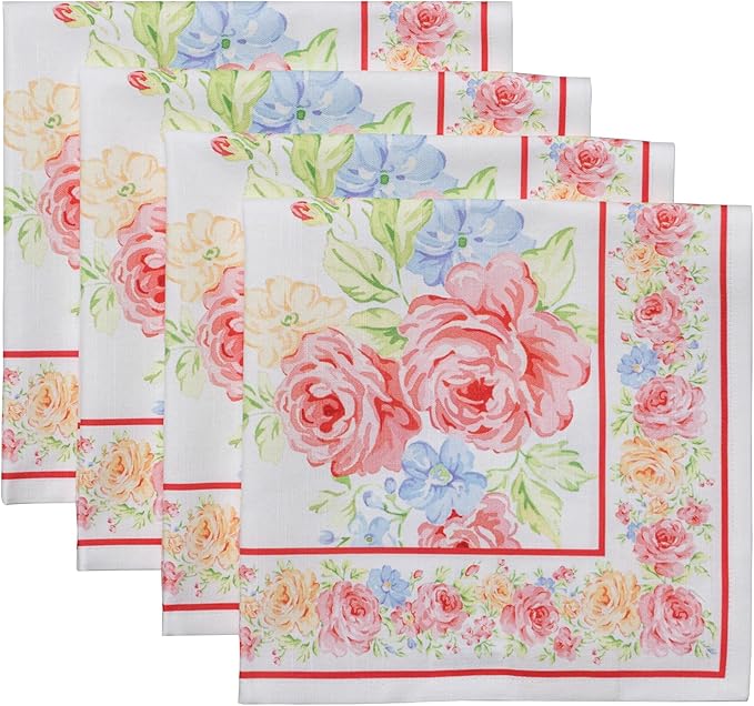 Maison d' Hermine Cloth Napkins Set of 4 100% Cotton Everyday Reusable Square Napkins Cloth Washable Dinner Party Wedding Restaurant Gifts for Mothers Day Spring/Summer(Vintage Floral, 20" x 20")