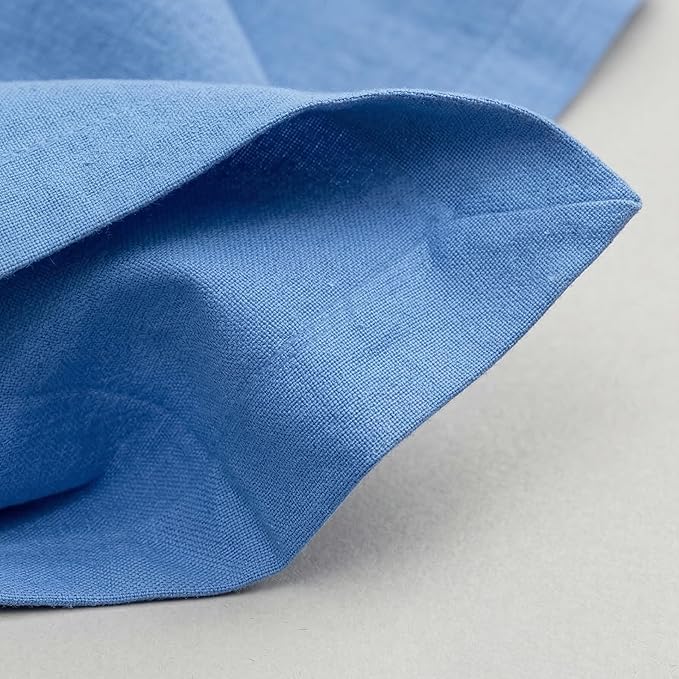 Ramanta Home Light Blue Cotton Dinner Napkins Set of 12, 18x18 Inch 100% Cotton Cloth Napkins, Reusable Fabric Table Napkins for Everyday Dining, Parties, Wedding, Spring & Easter Table Décor Washable