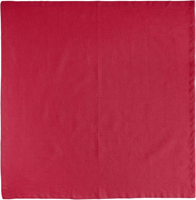 FINGERCRAFT Dinner Cloth Napkin Cotton Linen Blend 12 Pack Natural Premium Quality, Mitred Corner for Every Day Use Pre Shrunk and Good Absorbency 20x20 inch Easter Color Tango Red