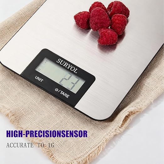 Food Kitchen Scale High-Precision Digital Scale Accurate Weighing for Baking & Cooking Enthusiasts(Shiny Black)