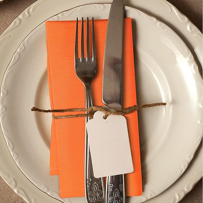 Urban Villa Cloth Napkins Set of 12 20x20 Inches 100% Cotton Napkins Cloth Washable Durable Reusable Absorbent Table Dinner Napkins Cloth for Hotel Lunch Restaurant Weddings Parties - Orange
