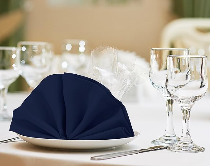 Utopia Home [24 Pack, Navy Blue] Cloth Napkins 17x17 Inches, 100% Polyester Hemmed Edges, Washable and Reusable Ideal for Parties, Weddings and Dinners