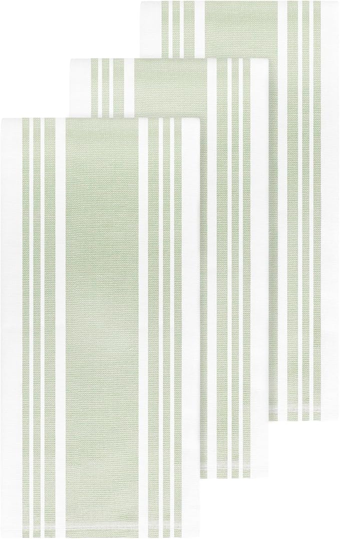 All-Clad Dual-Purpose Kitchen Towels: Highly Absorbent - 100% Cotton, 17"x30" Dish Towels for Cleaning & Drying Dishes & Glassware, 3-Pack, Fennel