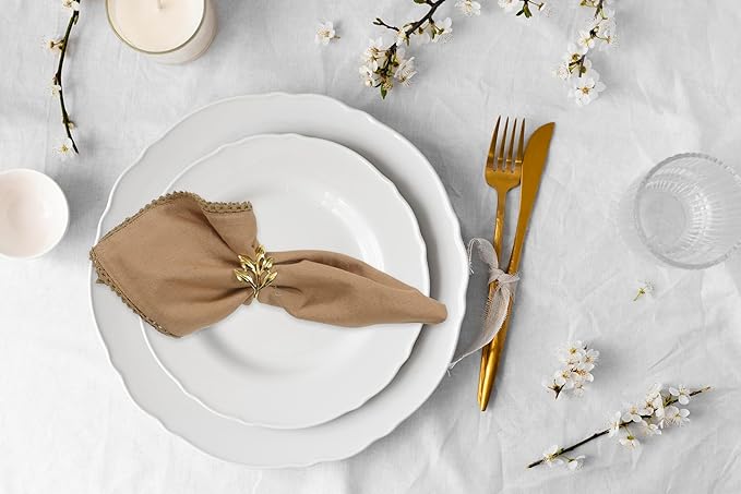 ACCENTHOME Brown Cloth Napkins Set of 6 18x18 inch Cotton Dinner Napkins - Washable Soft Premium Hotel Quality Reusable Napkins Perfect Table Napkins for Family Dinners, Weddings & Everyday Use