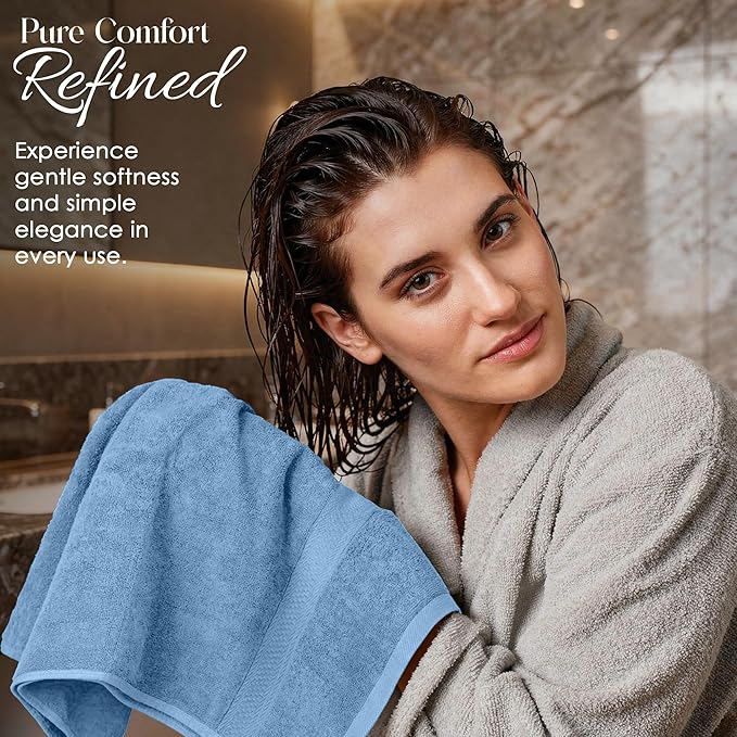 RIVERSIDE Luxury 6 Piece Towel Set, 2 Bath Towels, 2 Hand Towel, 2 Wash Cloths, 100% Cotton, 600 GSM Hotel Quality, Soft, Highly Absorbent Towels for Bathroom, Electric Blue Towel Sets