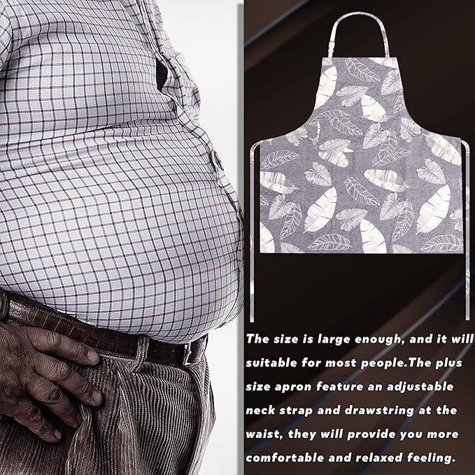 LOLOMLO Oversize Canvas Cotton Apron, Extra Large Aprons with Long Strap, Adjustable Neck Tear Resistant Plus Size aprons