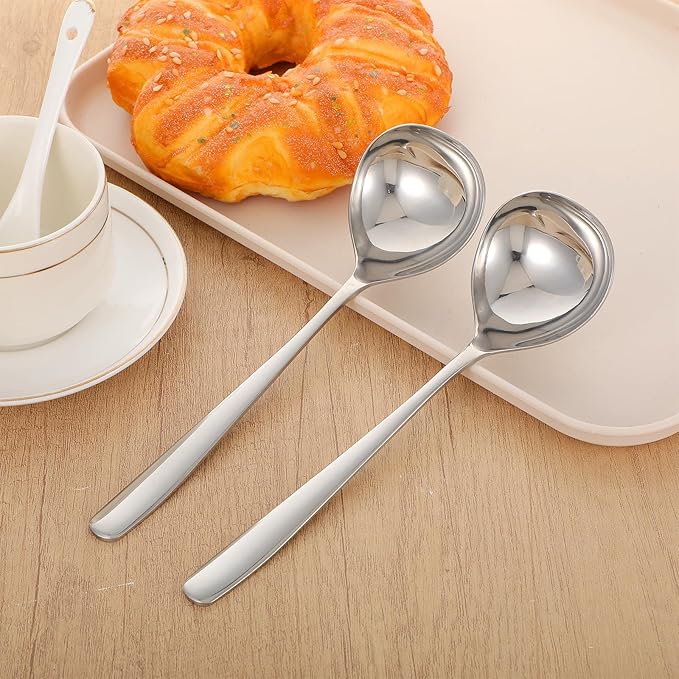 10 Pack Small Ladle Sauce Ladle, 8 Inch 304 Stainless Steel Soup Ladles Gravy Soup Spoon Ladles for Serving Sauces(Silver)