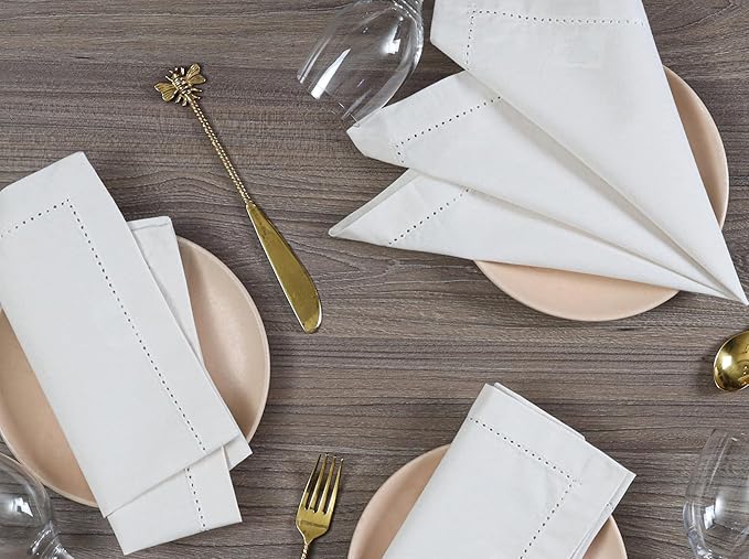 Cotton Cloth Napkins Set of 12, 18x18 Cotton Napkin Cloth Washable, Soft, Reusable Napkins for Wedding, Parties, Christmas, Thanksgiving, Everyday Use (Off White) - ALPHA Living HOME