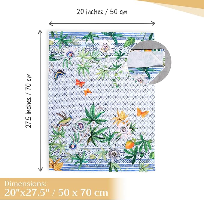 Maison d' Hermine Kitchen Towels Set of 3 100% Cotton 27.50" x 20" Reusable Cloth Tea Dish Towels Absorbent with Hanging Loop for Kitchen Gifts for Mothers Day Spring/Summer (Passiflora)