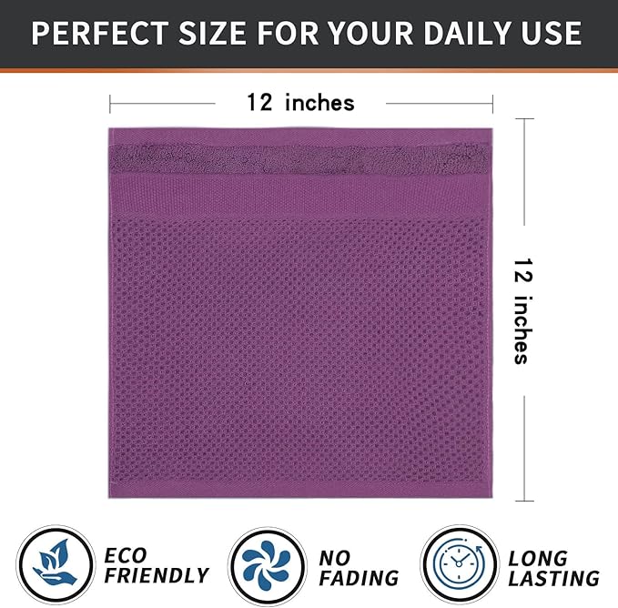 Homaxy 100% Cotton Dish Cloths, 6 Pack - 12 x 12 Inches, Waffle Weave Super Soft and Absorbent Dish Towels Quick Drying Dishcloths, Purple