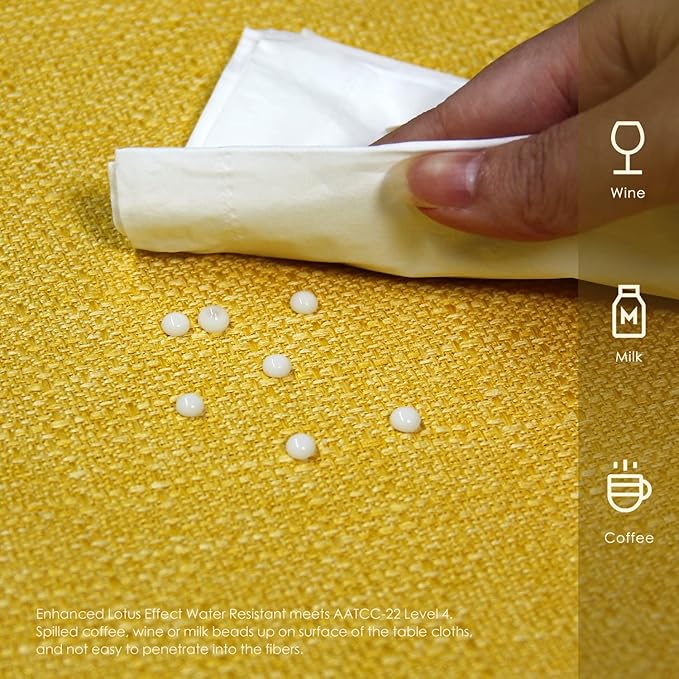 BALCONY & FALCON Rectangle Tablecloth Washable Wrinkle Resistant and Water Proof Table Cloth Decorative Linen Fabric Tablecloths for Dining Parties Kitchen Wedding and Outdoor Use (Yellow, 55x95)