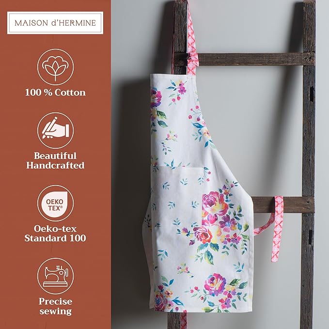 Maison d' Hermine 100% Cotton Apron for women with Pocket Kitchen Chef Apron for Men Cooking Mothers Day Gifts