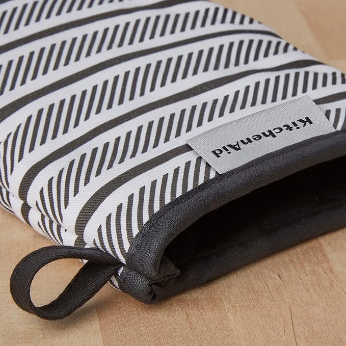 KITCHENAID Albany Mini Oven Mitt 2-Pack Set, Matte Black, 5.5"x8"