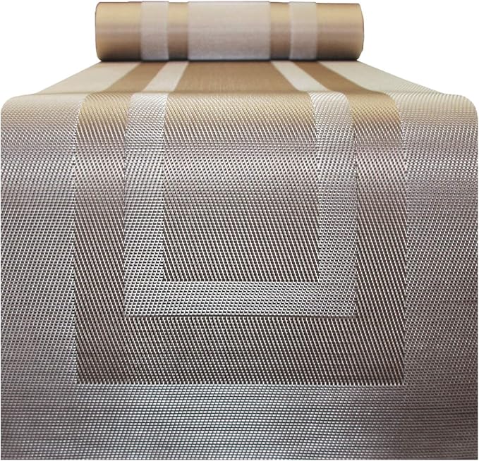 PIGCHCY 72 inches Table Runner,Table Centerpiece, Heat Resistant Vinyl Woven Washable Table Mats Sets (Champagne)