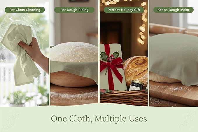 Sage Green Flour Sack Tea Towels - 100% Organic Cotton, 5 Pack, 27"x27", Highly Absorbent Dish Towels - Versatile Kitchen Towels for Baking - Customizable and Easy to Embroider (5 Pack - Sage Green)