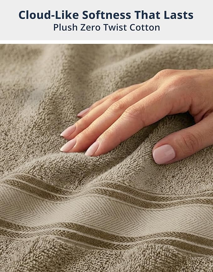 LANE LINEN Towel Sets for Bathroom - 12-Pack 100% Cotton Towels, Zero Twist, 4 Bath, 4 Hand & 4 Washcloths, Soft & Highly Absorbent, Premium Hotel & Spa-Quality Design, Easy to wash - Tapue