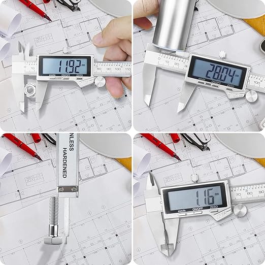 Electronic Digital Vernier Caliper, LOUISWARE Stainless Steel Caliper 150mm/0-6 inch Measuring Tools with Extra-Large LCD Screen, inch/Metric Conversion