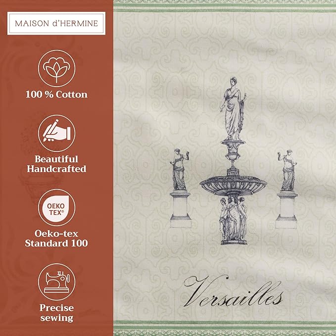 Maison d' Hermine Placemats Set of 2 100% Cotton Washable Cloth Place Mats Reusable Table Mats for Kitchen Dining Party Wedding Gifts for Mothers Day Spring/Summer (Jardin Du Roy, 13" x 19")