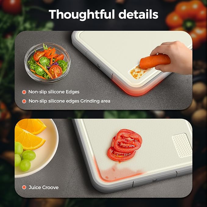 Sumzzz Stainless Steel Cutting Board for Kitchen, 2-in-1 Double-Sided Chopping Board, Food Grade Stainless Steel/PP, Easy to Clean, Large Size, Non-Slip, 16”×11”