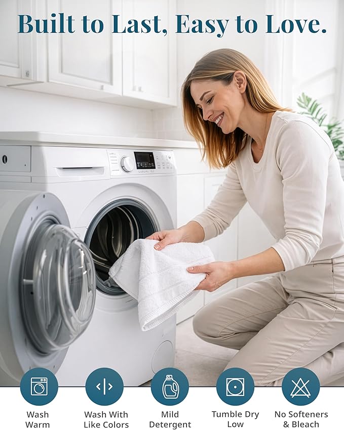 White Hand Towels for Bathroom - Pack of 4 (16"x28") 100% Cotton Hand & Face Towels - Soft, Durable, Quick Dry & Highly Absorbent, Fingertip Towel for Bathroom - Great for Gym, Salon, Spa & Family Use