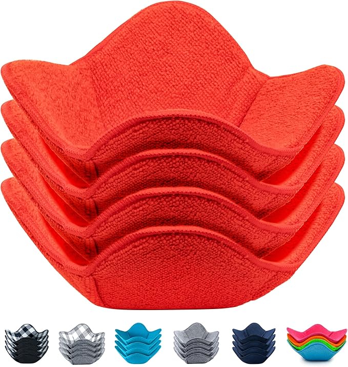 Aticca Microwave Bowl Cozy Holders for Hot Food Set of 4 Hot Pads for Bouillon Cups Multipurpose Heat Proof Plate Holder