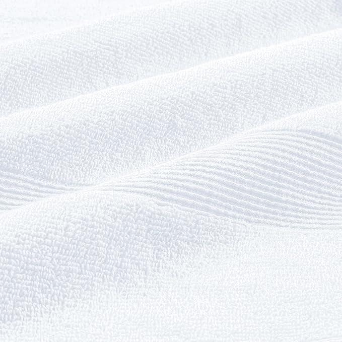 Belizzi Home 8 Piece Towel Set 100% Ring Spun Cotton, 2 Bath Towels 27x54, 2 Hand Towels 16x28 and 4 Washcloths 13x13 - Ultra Soft Highly Absorbent Machine Washable Hotel Spa Quality - White