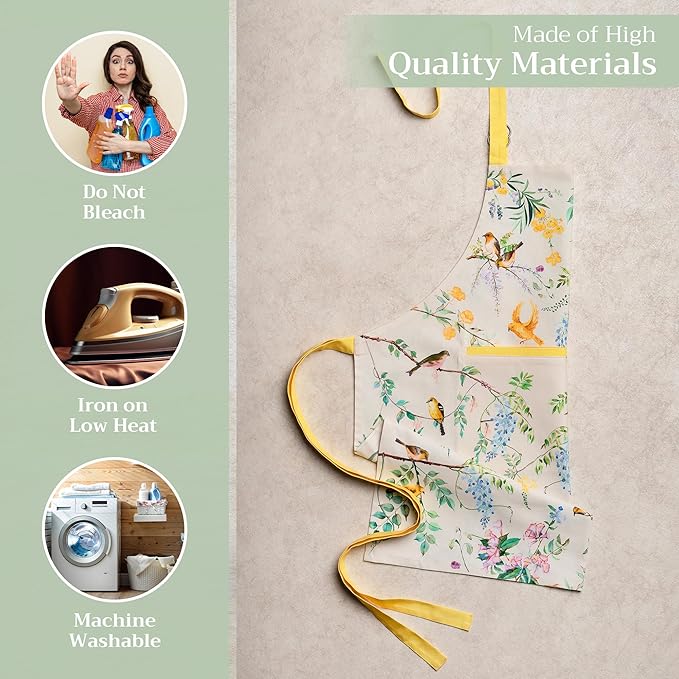 Maison d' Hermine 100% Cotton Apron for women with Pocket Kitchen Chef Apron for Men Cooking Mothers Day Gifts