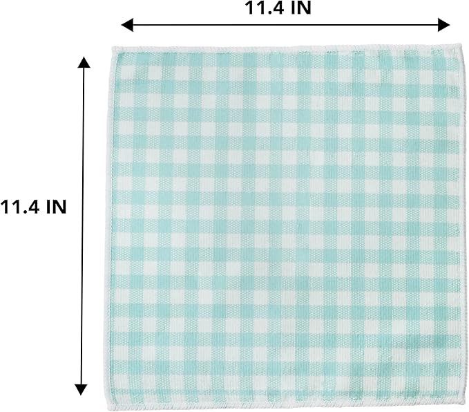 Martha Stewart Microfiber Cleaning Cloths, Ultra-Absorbent, Lint-Free Cleaning Towels for Home & Kitchen, Teal Gingham, 11 Inches, 24 Count