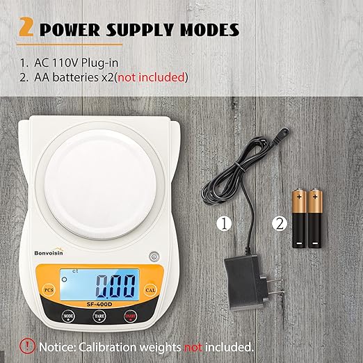 Bonvoisin Digital Lab Scale 600g x 0.01g Precision Electronic Scale LCD Display Analytical Balance Jewelry Scale Scientific Scale 0.01g Accuracy
