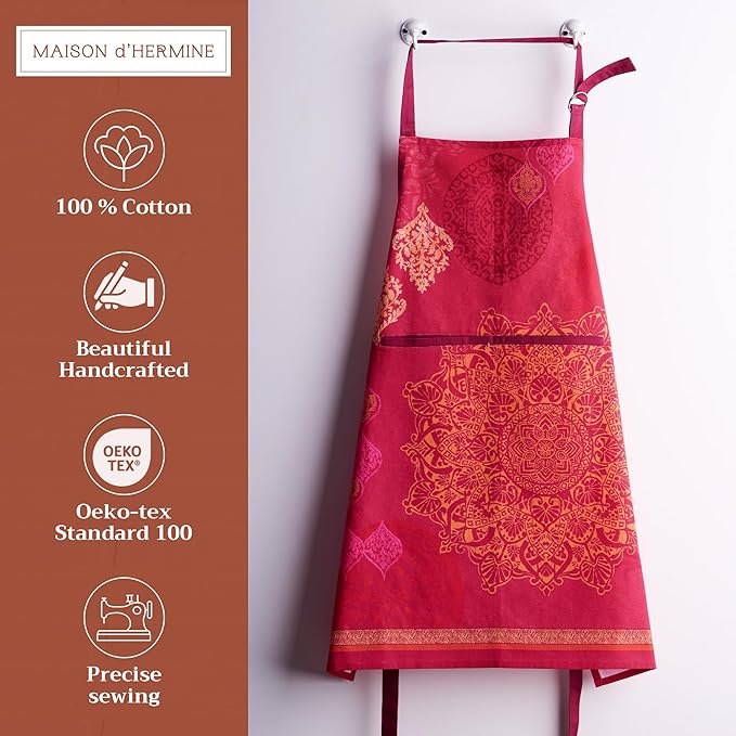 Maison d' Hermine 100% Cotton Apron for women with Pocket Kitchen Chef Apron for Men Cooking Mothers Day Gifts