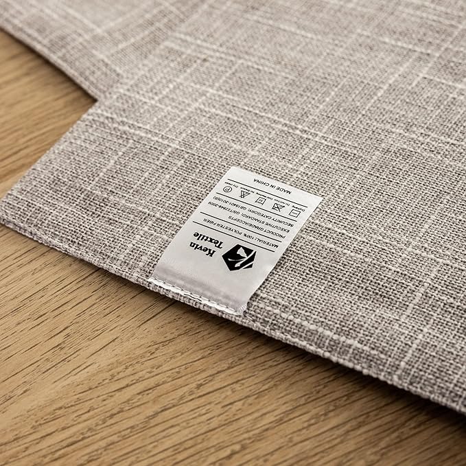 Kevin Textile Burlap Linen Placemats Set of 6 Heat Resistant Dining Table Place Mats Washable Kitchen Table Mats for Dinning Party Holiday Indoor Outdoor, 13 x19 inches, Grey White