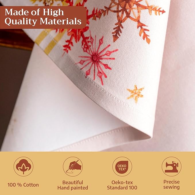 Maison d' Hermine Kitchen Towels Set of 3 100% Cotton 20" x 27.5" Reusable Cloth Tea Dish Towels Absorbent with Hanging Loop for Kitchen Dining Thanksgiving Christmas Decorations (Crystal Star)