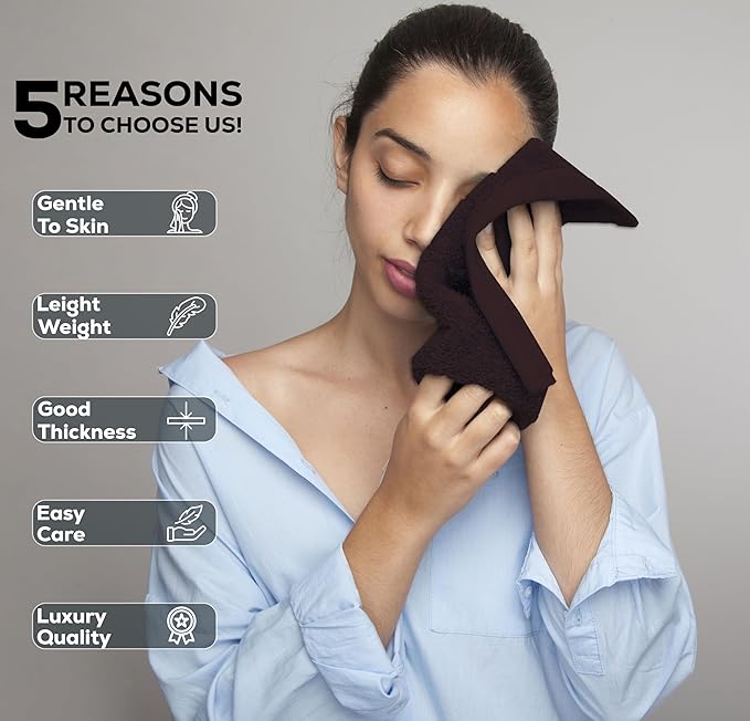 GOLD TEXTILES Luxury Wash Cloths Set of 12, Brown (13x13 Inches) 100% Ring Spun Cotton, Premium Feel with High Absorbancy Ideal Washcloths for Bathroom,Salon, Spa and Gym