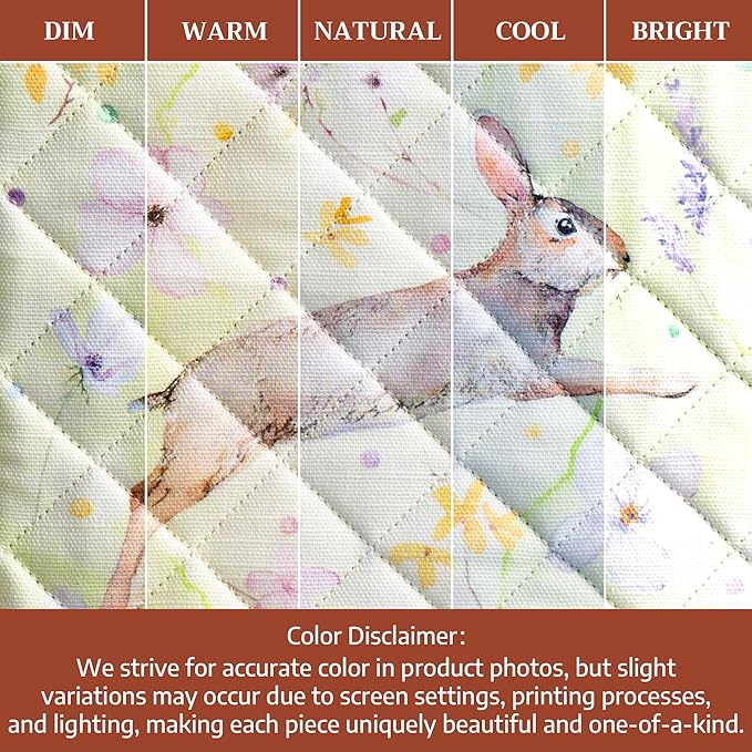 Maison d' Hermine 100% Cotton Oven Mitt & Pot Holder Set (7.5"x13" & 8"x8") Heat Resistant BBQ Cooking Gloves with Loop Baking Grilling Kitchen Gifts for Mothers Day Spring/Summer (Easter Zest)