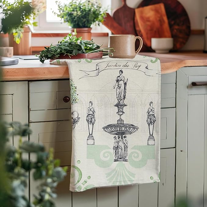 Maison d' Hermine Kitchen Towels Set of 2 100% Cotton 27.50" x 20" Reusable Cloth Tea Dish Towels Absorbent with Hanging Loop for Kitchen Gifts for Mothers Day Spring/Summer (Jardin Du Roy)