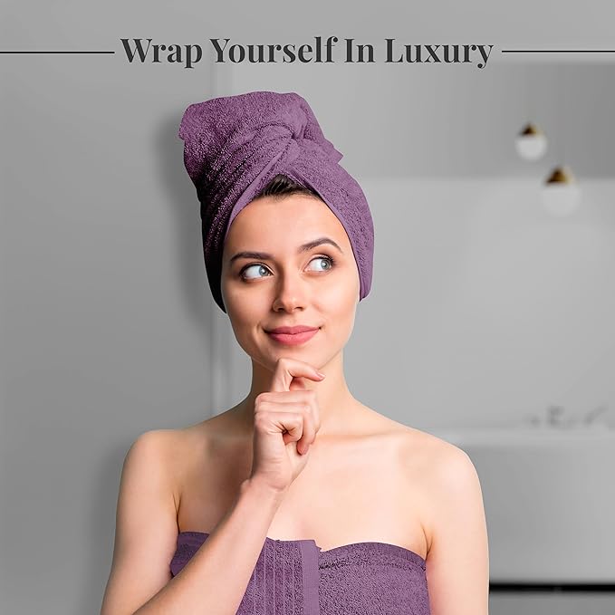 Tens Towels Pack of 8 Towels Set, 2 Extra Large Bath, 2 Hand, 4 Washcloths, 100% Cotton, Lighter Weight, Quicker to Dry, Super Absorbent, Perfect for Bathroom, Purple