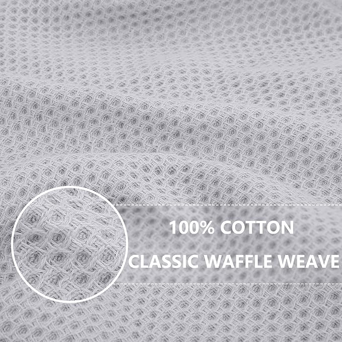 Homaxy 100% Cotton Waffle Weave Kitchen Dish Cloths, 7-Pack Ultra Soft Absorbent Dish Towels, Quick Drying Dish Rags, 12 x 12 Inches, Light Gray