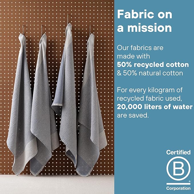MEEMA Upcycled Spring Kitchen Towels Cotton Fabric | Super Absorbent Hand Towels with Hanging Loop | Cleaning Rags and Dish Towels for Kitchen | Blue | Large 18 x 28 Inch | 4-Pack