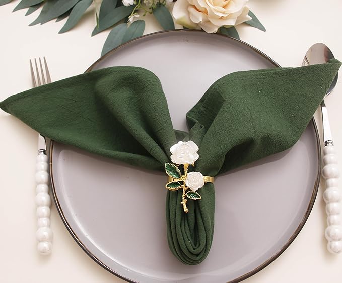 Cotton Fall Cloth Napkins set of 12, 16’’x16’’, Dinner Cloth Napkins Washable Bulk with Hemmed Edges, for Hotel Restaurant, Wedding, Christmas decor, Thanksgiving (Dark Green)